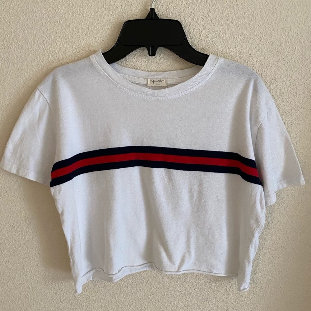 Brandy melville white striped crop top size small